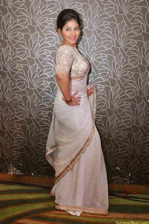 Anjali Sexy In Sheer White Saree Actress Album