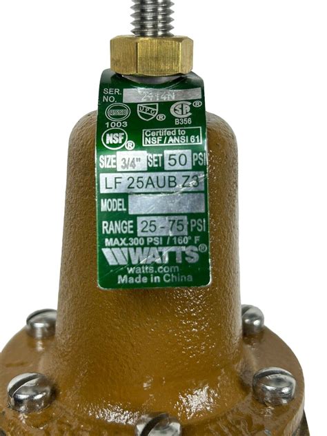 Watts Lf 25aub Z3 Pressure Regulator Valve 30psi 10 35psi 34in Npt Ebay