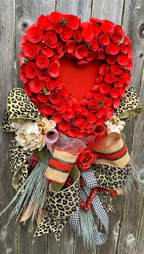 Valentine's Day Wreath, Valentine's Cheetah Wreath, Valentine's Heart ...
