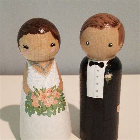 custom bridal peg dolls bride and groom cake topper etsy shop ankypegs peg dolls