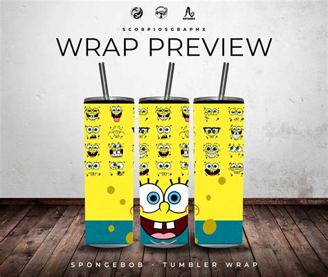 Spongebob Png Sublimation Tumbler Wrap Design Digital Download