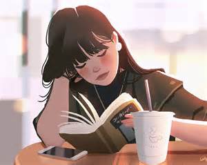 Anime Girl Sketching Anime Girl Reading
