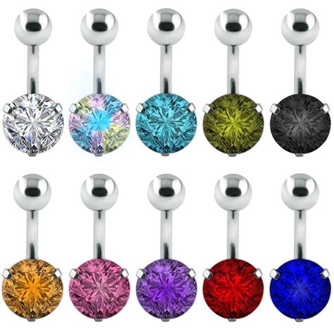 Zirconia Crystal Belly Button Rings 14 G Round Crystal Rhinestone Belly Navel Button Sexy Women