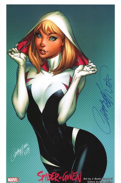 J Scott Campbell And Nei Ruffino Signed Spider Gwen Art Print