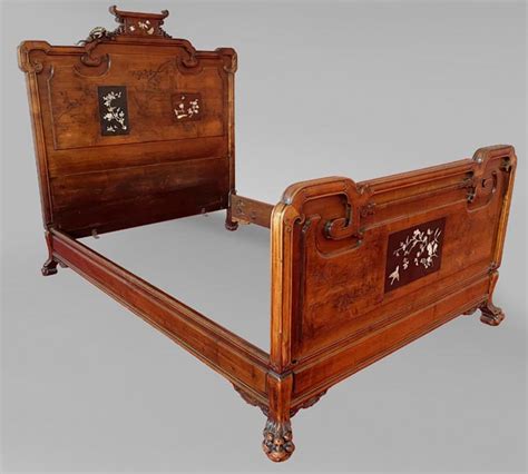 Antique Japanese Bed With An Ivory Inlaid Decoration Late 19th Century
