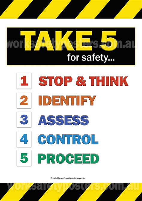 Businesses need to communicate with their employees about safety on a regular basis. Take 5 Safety - Safety Posters Australia