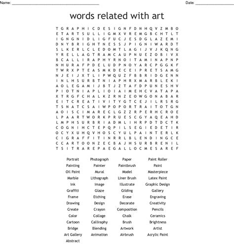 Art Vocabulary Word Search In 2020 Vocabulary Words Free Printable