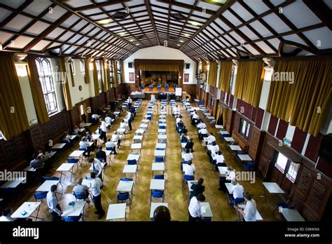 Pupils Fill An Exam Hall To Take A Gcse Exam At Maidstone Grammar