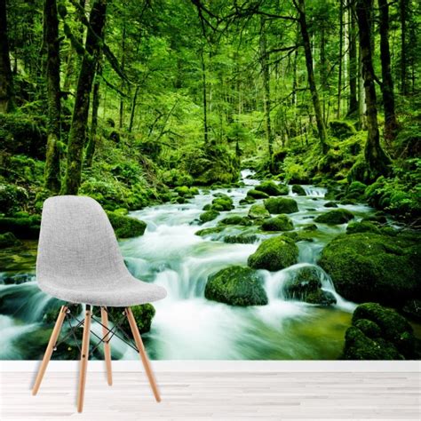 Green Forest River Wallpaper Wall Mural