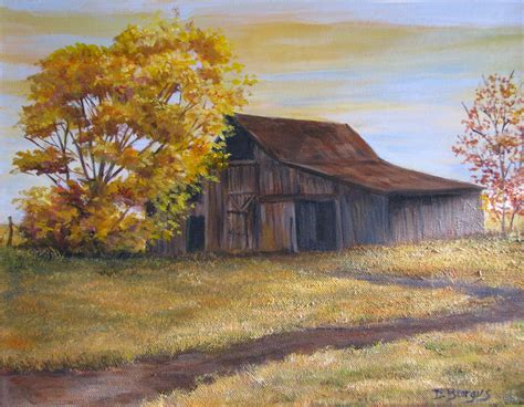 Art Helping Animals Days End Barn Painting By Della Burgus