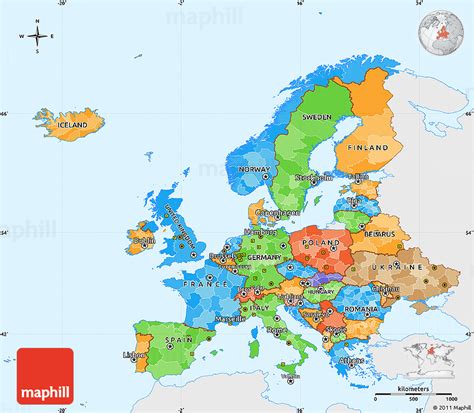 Political Simple Map Of Europe Single Color Outside