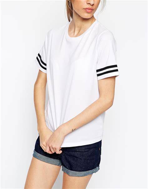 Nous dessinons et imprimons nos créations. Lyst - ASOS T-shirt With Stripe Sleeve in White