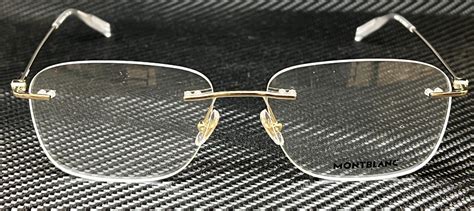 Mont Blanc Mb0075o 002 Gold Rectangle Mens 56 Mm Eyeglasses