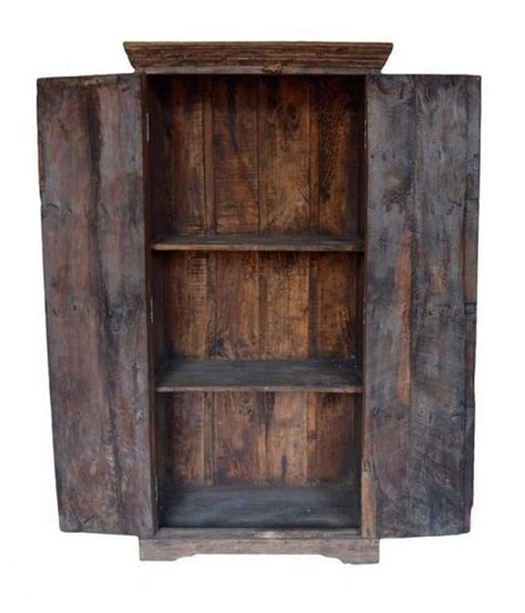 All ceramic floral pattern knobs. Indian Hand-Carved Wood Cabinet with Three Shelves with ...