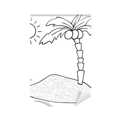 Fotobehang Onbewoond eiland cartoon kleurplaat • Pixers® We leven om