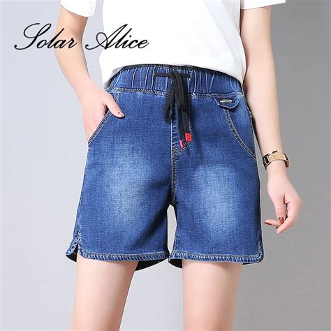 solar alice free shipping summer elastic high waist bleached women shorts lace up hot denim