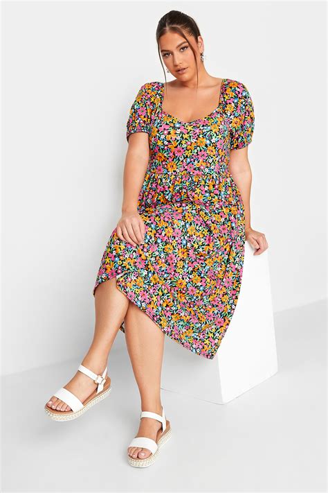 Limited Collection Curve Plus Size Yellow Floral Midaxi Dress Yours Clothing