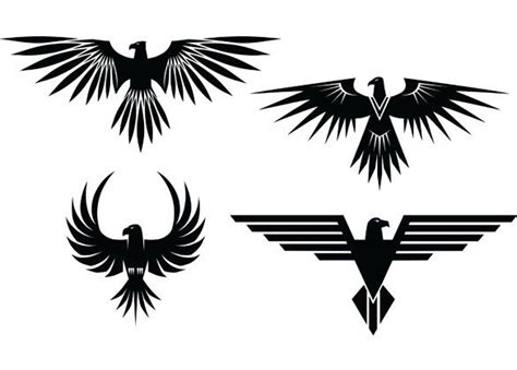 4 Eagle Symbol Tattoo Style Vector Graphics Eagle