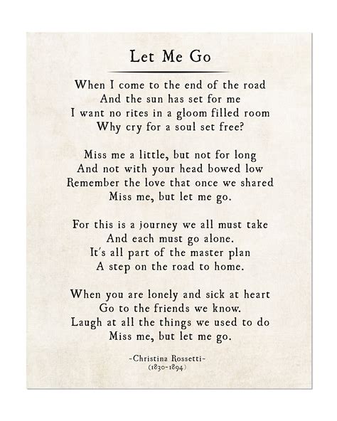 Christina Rossetti Let Me Go Poem Miss Me But Let Me Go Loss Etsy Israel