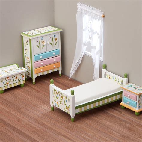 This set contains everything you need to furnish the whole house in one go, from the bathroom to the you'll wish you were a doll when you see this adorable master bedroom set of dollhouse. Dollhouse Miniature Springtime Bedroom Set - Nursery ...
