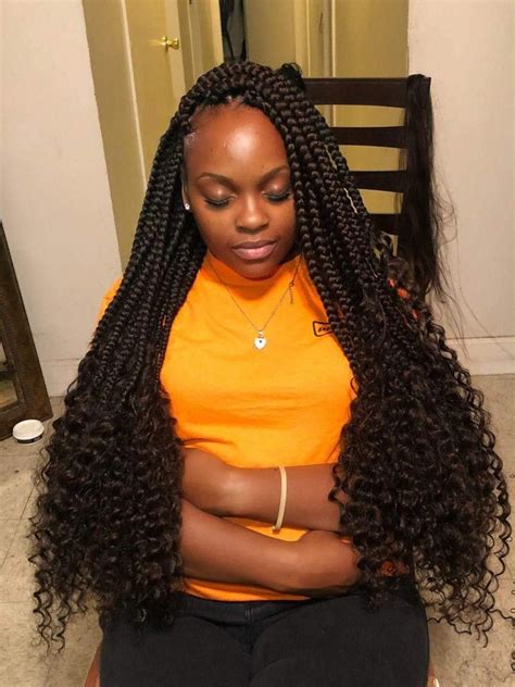 Perfect Different Styles Of Knotless Braids With Curls Hairstyles