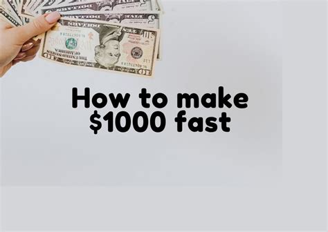 How To Make 1000 Dollars Fast Reddit