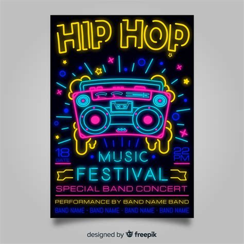 14,000+ vectors, stock photos & psd files. Neon lights music festival poster template | Free Vector