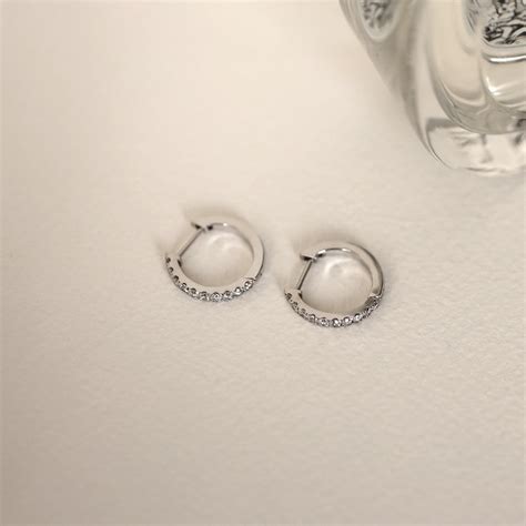 15mm Diamond Hoop Earrings Diamond Huggie Hoop Earrings Diamond
