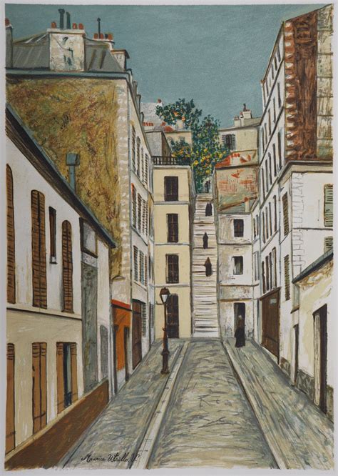 Maurice Utrillo Passage Cottin à Montmartre Signed Lithograph Post