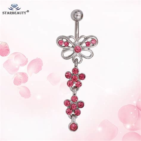 Pc Rhinestone Butterfly Ball Button Barbell Bar Belly Navel Ring Body