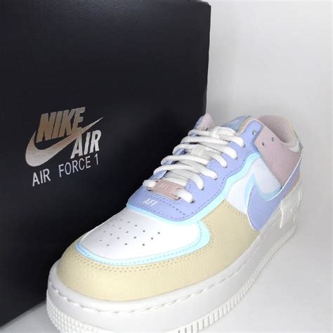 The nike air force 1 shadow pastel with its leather base combining yellow, blue, purple and pastel pink takes up the same layered construction of the previous iterations. Nike Air Force 1 Shadow Pastel