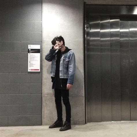 fashion style black Grunge dark boy Denim Jacket grunge ... Fashion grunge outfit inspiration board with stylish images and products against a grunge background.