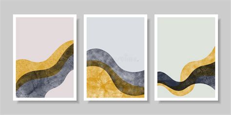 Set Of Abstract Contemporary Aesthetic Background With Mountain