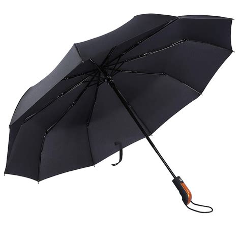 Tbest Tbest Black Large Windproof Travel Umbrella 10 Ribs Unbreakable