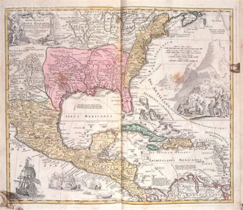 Map Of New Spain Louisiana And The Caribbean Royalty Free Images