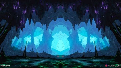 Jagged 2d Fantasy Cave Landscape Symmetry Art By Acidifyart On