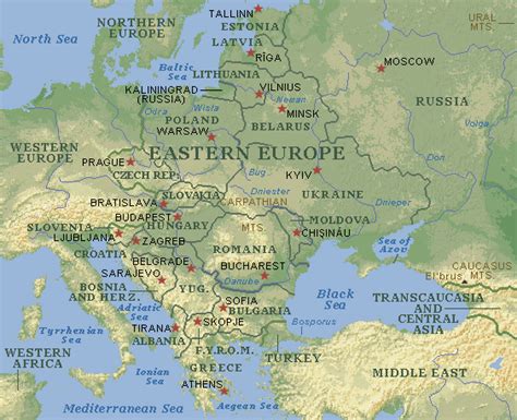 Printable Map Of Physical Maps Of Eastern Europe Physical