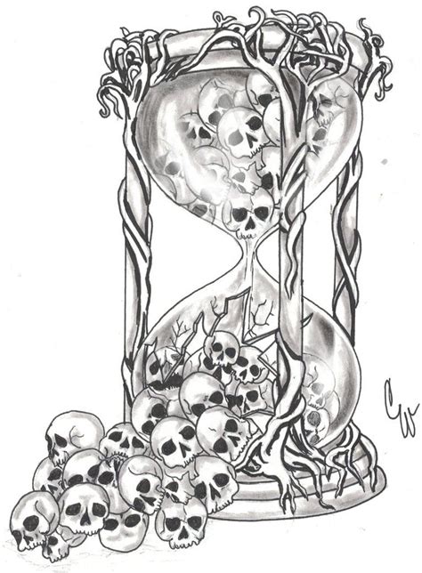 Hourglass By Spellfire42489 On Deviantart Skull Art Drawing Skulls