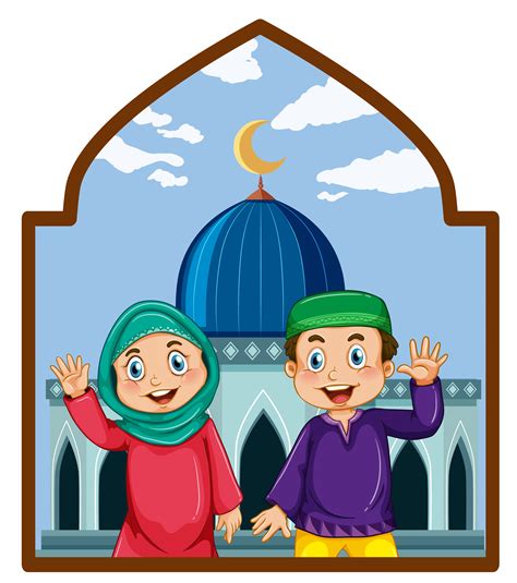 A Muslim Couple At Mosque 359053 Vector Art At Vecteezy