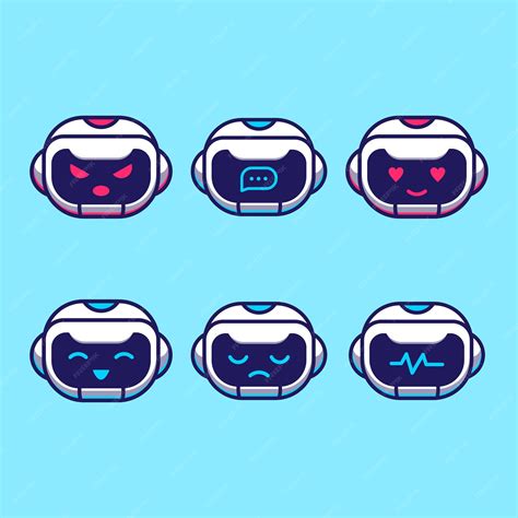Premium Vector Cute Emoticon Robot Mascot Character Illustration
