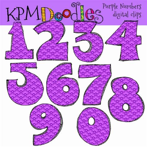 Items Similar To Instant Download Purple Numbers Digital Clip Art On Etsy