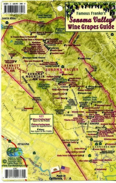 Sonoma Valley Wine Grapes Guide Card Franko Maps