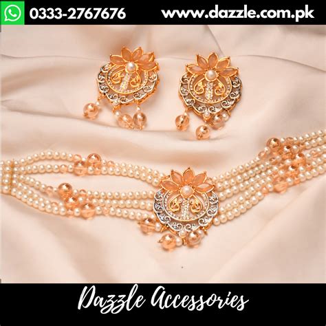 Peach Egyptian Choker Set With Earrings Dazzle Accessories