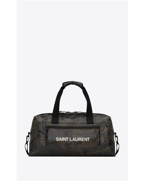 Saint Laurent Synthetic Nuxx Duffle Bag In Camo Print Nylon In Black