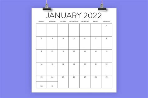 2022 Square Calendar Template Instant Download Modern Etsy In 2021