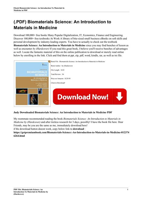 Download Biomaterials Science An Introduction To Materials In
