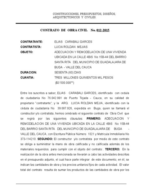 Contrato De Obra Civil Ceseantias Elias Octub 2015 Government