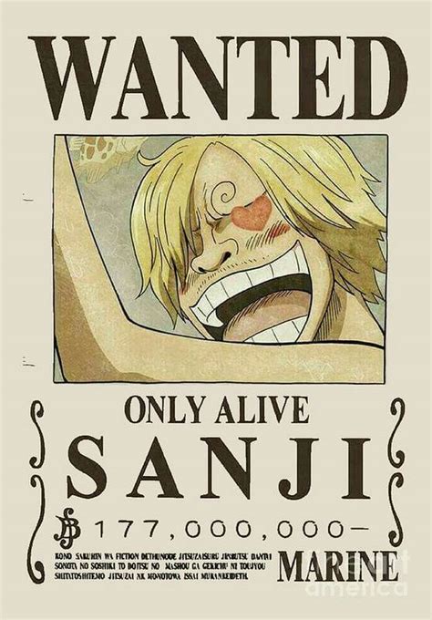 Bounty Sanji Wanted One Piece Art Print By Aditya Sena