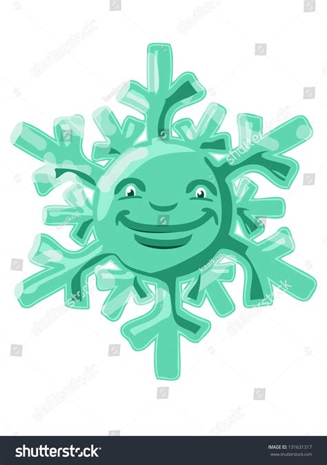 Cartoon Snowflake Charactervector Isolated On White Stock Vector