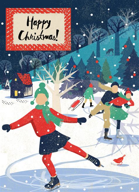 Ice Skating Nordic Christmas Card By Rocket 68